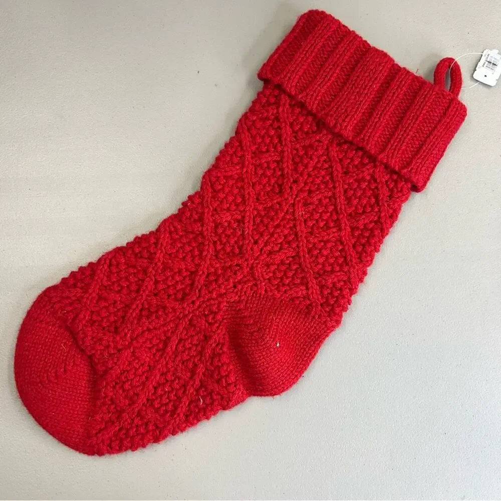 Pottery Barn / Williams Sonoma Vibrant Red Knit Holiday Christmas Stocking NEW